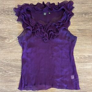 Early 2000’s Silk Fifth Avenue Purple Ruffled Blouse